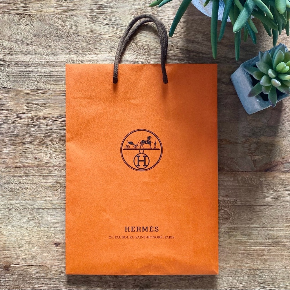 HERMÈS Signature Orange Small Shopping Bag